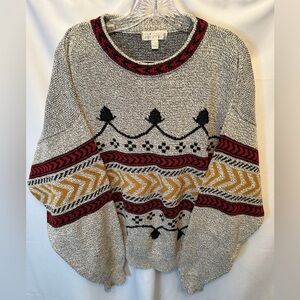 Vintage Reunion Menswear Size Large Sweater USA Made Gray Black Red 100% Cotton